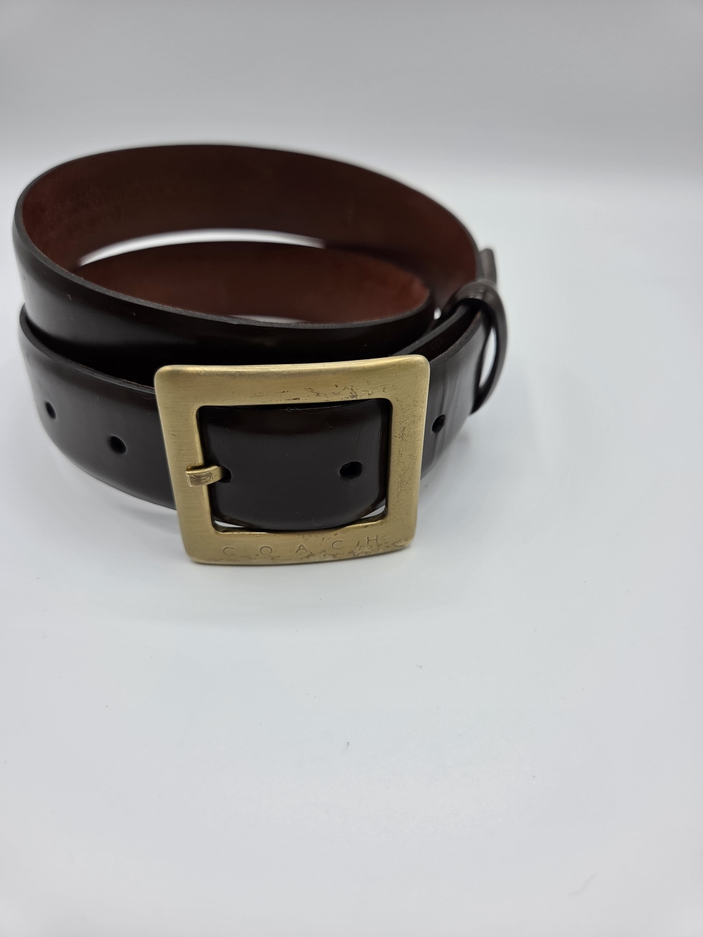 Vintage Coach Ladie's Brown Leather Belt with Brass Buckle